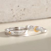 【CC】✕  Couples Matching Rings Set Men Inlaid Engagement Wedding Jewelry Valentines Day