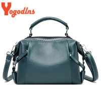 Yogodlns Fashion Soft Leather Handbag Female Large Capacity Pillow Shoulder Bag Double Zipper Top-handle Bag Brands Lady Purse