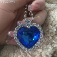 Big Crystal Heart Pendant Necklace For Women Full Rhinestone Necklace Titanic Heart Of Ocean Blue Heart Love Forever Jewelry