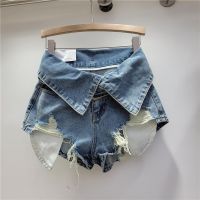 【hot】 Hot Distressed Jeans Womens Waist Denim Shorts Ladies Wide Leg Short Pants 2023