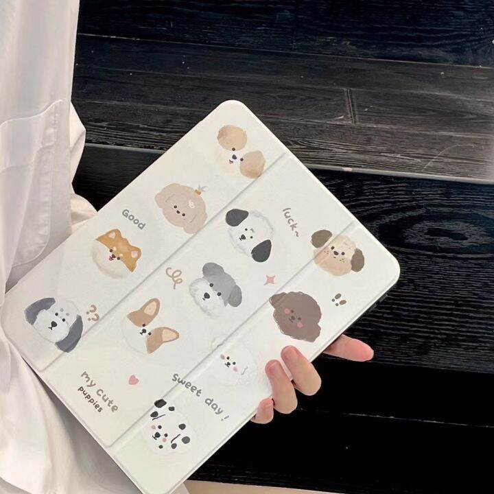 ส่งจากไท-lucky-ลูกสุนัข-แผ่นหลังอะครีลิ-เคส-for-ipad-10-2-gen10-9-8-2022-เคสไอแพด2021-air4-5-10-9-11pro-ใส่ปากกาได