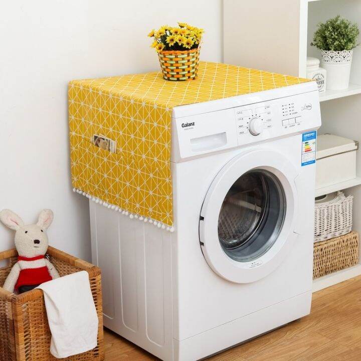 cartoon-geometric-cotton-linen-washing-machine-dust-cover-cloth-waterproof-refrigerator-bedside-table-drum-washing-machine-cover