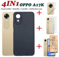 (4IN1) เคสโทรศัพท์สำหรับ OPPO เคส A17K OPPO A17K เคสโทรศัพท์กันตก + เซรามิกส์กระจกเทมเปอร์ฟิล์ม + ฟิล์มเลนส์