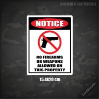 สติกเกอร์ห้ามปืนNo firearms allowed ติดบ้าน สถานที่ รถยนต์ สติกเกอร์ป้ายคำเตือน