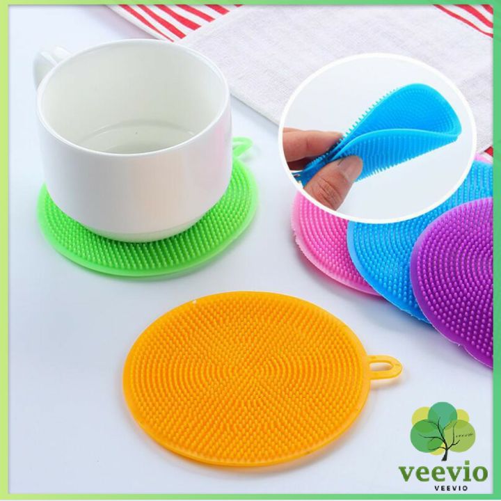 veevio-ซิลิโคนล้างจาน-ฟองน้ำล้างจาน-ฟองน้ำซิลิโคน-ทำความสะอาดอเนกประสงค์-แผ่นล้างจาน-ที่ขัดหม้อ-silocone-kitchen-sponge