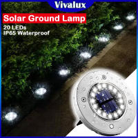 Vivalux 2ชิ้นโคมไฟพื้นดินพลังงานแสงอาทิตย์20 LEDs IP65กันน้ำไฟสนามหญ้ากลางแจ้งพลังงานแสงอาทิตย์สวนชั้นแสงภูมิทัศน์แสงสำหรับลานทางเดินลานสนามหญ้า