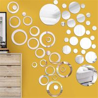 3D Mirror Wall Sticker Love Round Acrylic Wall Sticker DIY TV Background Wall Living Room Bedroom Decoration Wall Sticker Tapestries Hangings