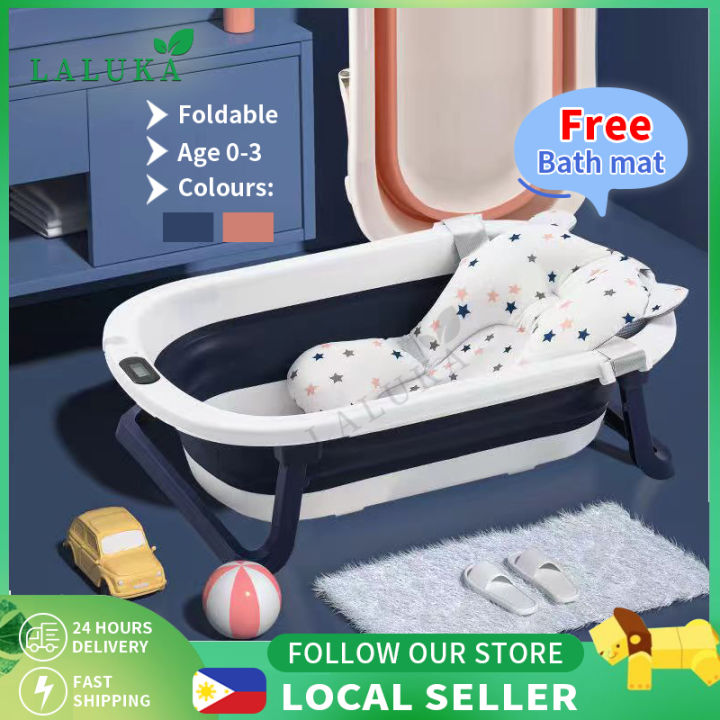 Baby Bath tub &Bath mat Kids Folding Large Size Bathtub 06 Years