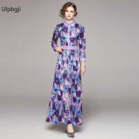 European and American Fashion All-Match Waist Slimming Positioning Printed Dress