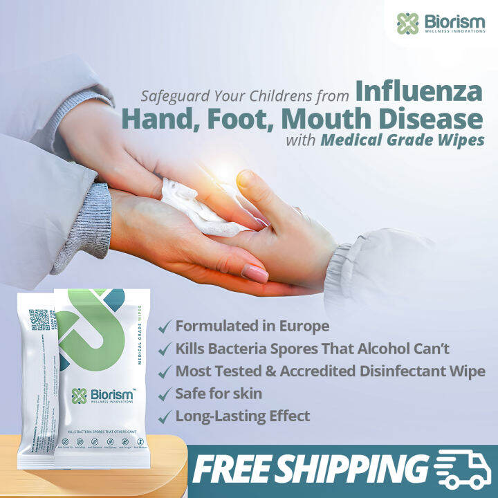 Biorism Medical Grade Disinfectant Wipes Individual Packet 20pcs/box