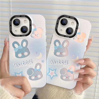 【สำหรับ iPhone】Casing For iPhone 14 13 12 11 Pro Max X XR Xs Max 8 7 6 6s Plus SE 2020 Cute Rabbit Phone Case Laser Soft Protective Cover