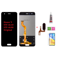 จอ LCD + ลายนิ้วมือสำหรับ Honor 9 STF-AL10 STF-AL00พร้อมจอมอนิเตอร์หน้าจอโทรศัพท์หน้าจอสัมผัส