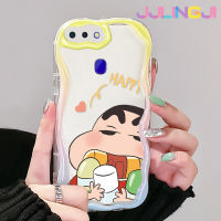 Jjlingji เคสสำหรับ OPPO R17 R15 Pro ลาย Happy Crayon Shin-Chan ขอบคลื่นเนื้อครีมดีไซน์ใหม่กันกระแทกแบบใสนิ่มเคสมือถือโปร่งใสลายกล้องถ่ายรูปเรียบง่ายอ่อนโยนฝาครอบป้องกัน