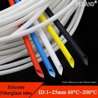 ♈ ID 1 25mm Silicone Fiberglass Sleeving Flame Resistant Silicone Resin Insulate Cable Protect Tubing 200 Deg.C