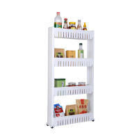 Slim Rolling Storage Cart 4-Tier Mobile Shelving Unit ออแกไนเซอร์ Gap Storage Slim Slide Out Pantry Storage Rack For Narrow Places