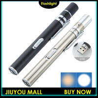 JIUYOU Mall Mini USB Re-Chargeable ไฟฉาย LED สแตนเลสคลิปวัสดุสีเหลืองแสงสีขาวไฟสองดวงแหล่งไฟฉายปากกาเครื่องมือ,แสงทำงานแบบพกพาเหมาะสำหรับพยาบาลพนักงาน/ครอบครัวฉุกเฉิน