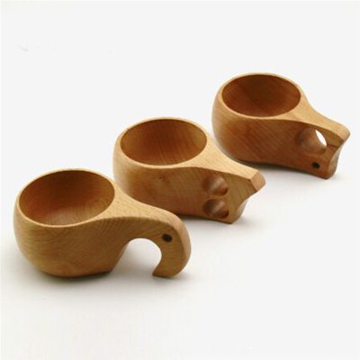 Popular New Handmade Beech Wooden Cups Nordic Style Finnish Traditional Outdoor Wood Wine Cups Elephant Coffee Tea Cups