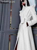 ☊◇ gsgw Nerazzurri primavera runway branco longo couro trench coat para as mulheres manga longa elegante moda de luxo casacos 2021 designer