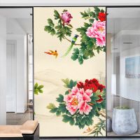 Window Film Privacy Frosted Glass Sticker Heat Insulation and Sunscreen Beautiful Flower Decoration Adhesive sticker for Home Window Sticker and Films