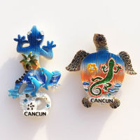 แม่เหล็กติดตู้เย็นเม็กซิโก Cancun Tourist ของที่ระลึก 3d Lizard Turtle แม่เหล็กสำหรับตู้เย็นสัตว์ตกแต่งบ้านของขวัญเดินทาง-Lianeur