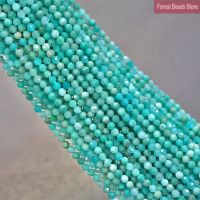 Faceted Blue Amazonite Natural Stone Round Loose Spacer Beads DIY Charms Bracelet Necklace for Jewelry Making 15 Inch 2mm/3mm