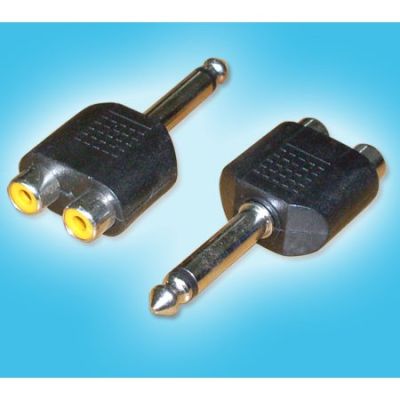 Plastic 6.5mm Male Jack to 2 3.5mm Female Jack Adapter for Audio