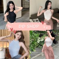 DD SHOPพร้อมส่ง M5120 เสื้อสายเดี่ยวไหมพรม ปลายสามเหลี่ยมนิ่มใส่สบายคิ้วๆ -C