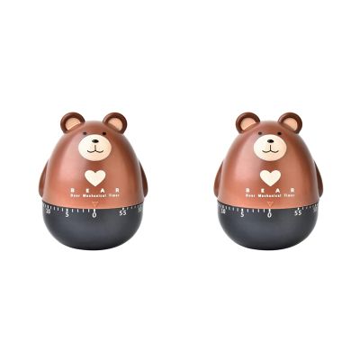 2X Kitchen Timer Egg Timer Countdown Timer Mechanical Animal Family Timer 55 Minutes,for Cooking,Sports,Learning,Brown