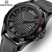 NAVIFORCE นาฬิกาข้อมือชาย,นาฬิกาควอตซ์คลาสสิกสายหนังลำลองนาฬิกาเรืองแสงแสดงวันที่หรูหรา