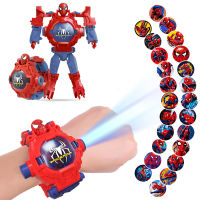 24รูปแบบการฉายภาพนาฬิกาเด็กสำหรับ Boy Deformation Robot Projection Electronic Clock Kids Christmas