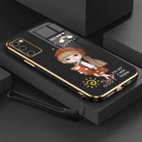 ปลอกสำหรับ Samsung S20 FE น่ารักเด็กผู้หญิงมีความสุขกับกล้องเคสโทรศัพท์ขอบชุบซิลิโคนนิ่มพร้อมฟรีสายคล้อง