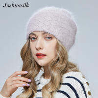 JOSHUASILK New style Winte Angora Wool Warm hat Back three-dimensional knitting decoration