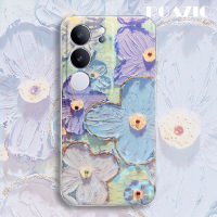 ROAZIC เคสโทรศัพท์สำหรับ VIVO V29 5G/VIVO S17 Pro 5G เคสนิ่มพิมพ์ลายดอกไม้หรูหราปลอกซิลิโคนกากเพชรสีน้ำเงิน