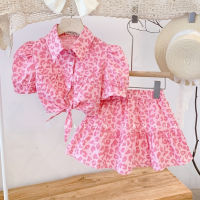 Girls Clothes Set Pink Color Leopard Toddler Girl Clothing Sets Kids Girl Clothing Sets Blouse and Skirt