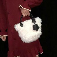 ZZOOI Faux Fur Lamb Wool Ladies Messenger Bag Solid Color Women Soft Plush Shoulder Bags Fashion Female Drawstring Tote Purse Handbags