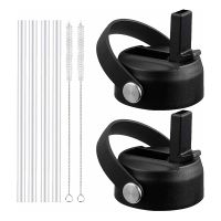 2 Pack Straw Lid for Hydro Flask Wide Mouth 12Oz 18Oz 32Oz 40Oz 64Oz, Flexible Handle Replacement Lid Straws Black