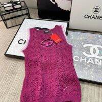 【High Quality】23 Summer New Embroidered Woolen Tank Top With Plum Sauce Fashionable and Whitening Soft and Smooth Hand Feel