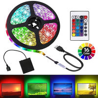 หลอดไฟ LED Strip USB 5050 RGB โคมไฟที่มีความยืดหยุ่น1เมตร2เมตร3เมตร5เมตร DC5V โต๊ะหน้าจอทีวีพื้นหลังแสงสาย USB 24การควบคุมที่สำคัญ