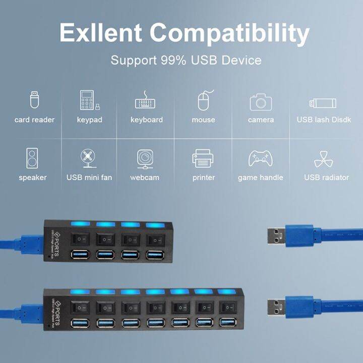 ฮับ-usb-3-0-usb-3-0ฮับแยก-usb-ที่พ้วง-usb-3-hab-ใช้อะแดปเตอร์ไฟขยายหลายฮับ3-0ที่มีสวิตช์สำหรับอุปกรณ์เสริมแล็ปท็อป