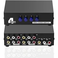 4 Port AV Audio Video RCA 4 Input 1 Output Switcher Switch Selector Splitter Box