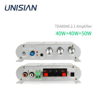 UNISIAN TDA8964เครื่องขยายเสียง2*40W 50W 2.1ช่อง HIFI รถเครื่องขยายเสียงซับวูฟเฟอร์ DC12V โลหะกรณี Shell