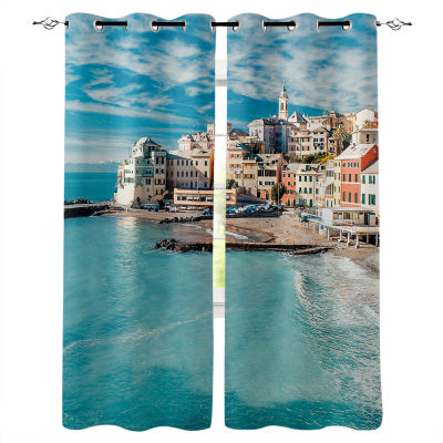 Fishing Village Window Curtains for Living Room Bedroom Kitchen Modern Curtains Home Decoration Drapes Blinds