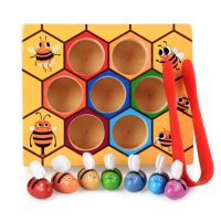 Children Montessori Early Education Beehive Game Industrious Little Bees Kids Wooden Toys Childhood Color Cognitive toys