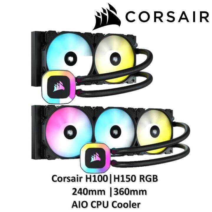 Corsair h100 RGB 240mm / H150 RGB 360mm AIO CPU Cooler Lazada Singapore