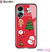 Jizetin เคสสำหรับ OPPO A78 4G กันกระแทกสำหรับต้นคริสต์มาสกวางกวางใหญ่ซานตาคลอสมนุษย์หิมะเคสกระจกเทมเปอร์ฝาครอบป้องกัน