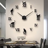 ZZOOI 2022 NEW Large Wall Clock Quartz Needle 3D DIY Decorative Kitchen Clocks Acrylic Mirror Stickers Oversize Wall Clock Home Decor