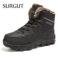 SURGUT Brand Winter Men Non-slip Working Boots Plush Keep Warm Waterproof Plus Fur Snow Boots Men Sneakers Shoes Big Size 39-47