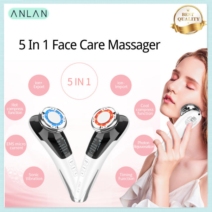 Anlan Hot Cold Face Massager Skin Tightening Sonic Vibration Ems Face Lifting Firming Machine