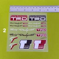 สติ๊กเกอร์* TRD แบบ 2 เป็นงานพิมพ์อิงค์เจท ตัวหนังสือตัวเล็ก มี 12 ดวง สำหรับตกแต่งรถยนต์ ราคาต่อแผ่น