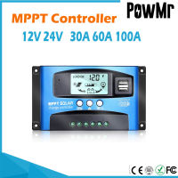 Solar Charge Controller MPPT 30A 60A 100A Dual USB LCD Display Auto 12V 24V Solar Cell Panel Charger Regulator with Load